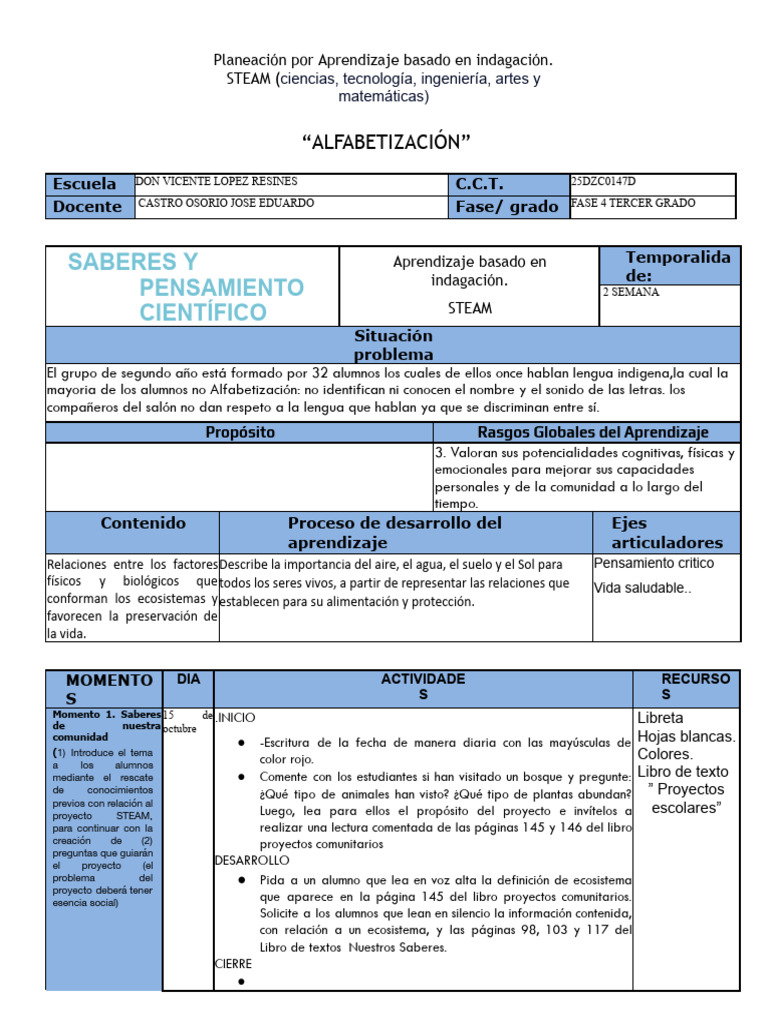 Planeacion 3ro de Primaria | PDF | Evaluación | Cognición