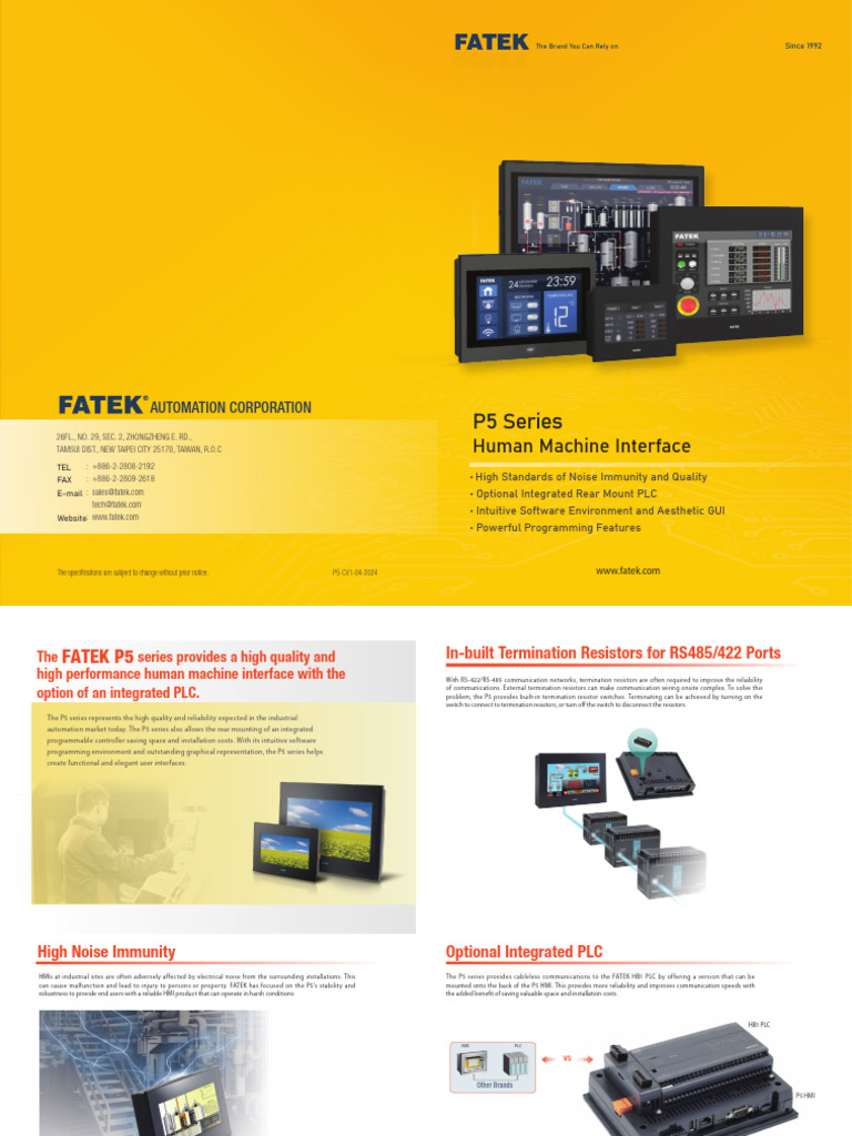 FATEK P5 Series HMI Overview | PDF | Programmable Logic Controller ...