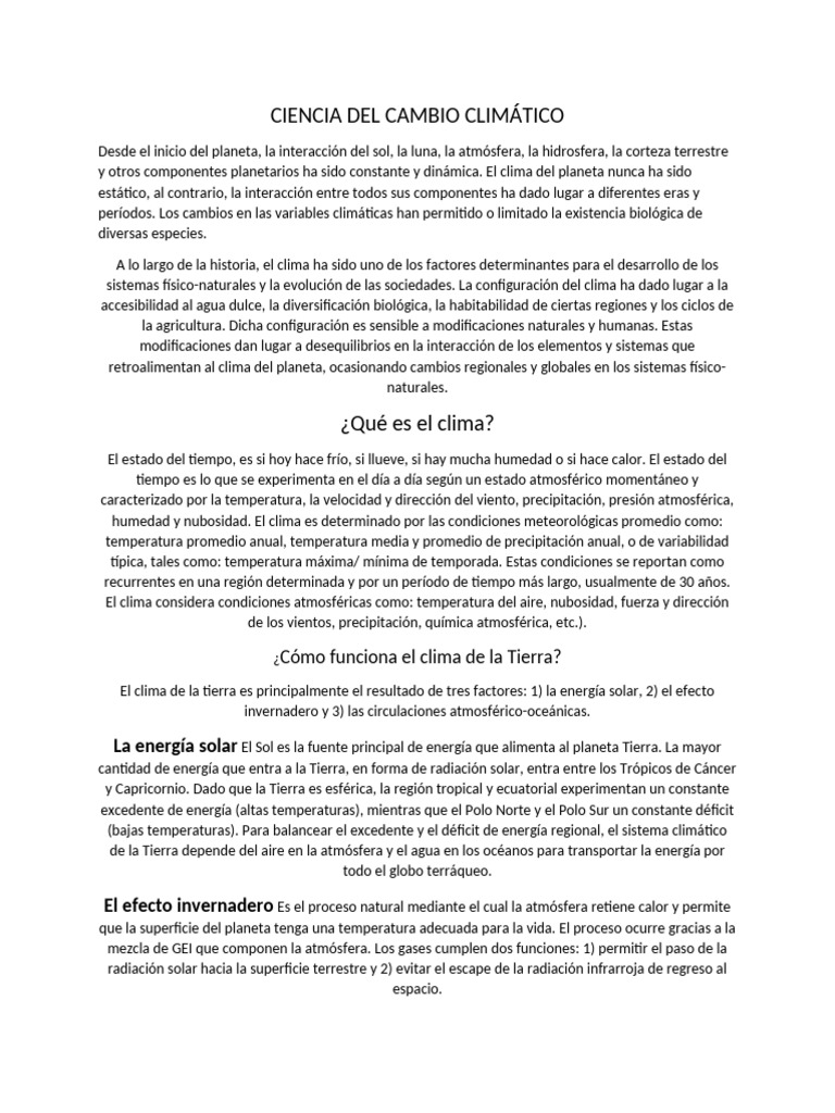 Causas y efectos del cambio climático | PDF | Gases de efecto ...