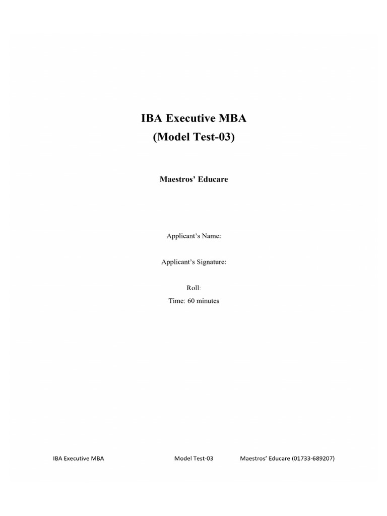 IBA Executive MBA Model Test 03 | PDF