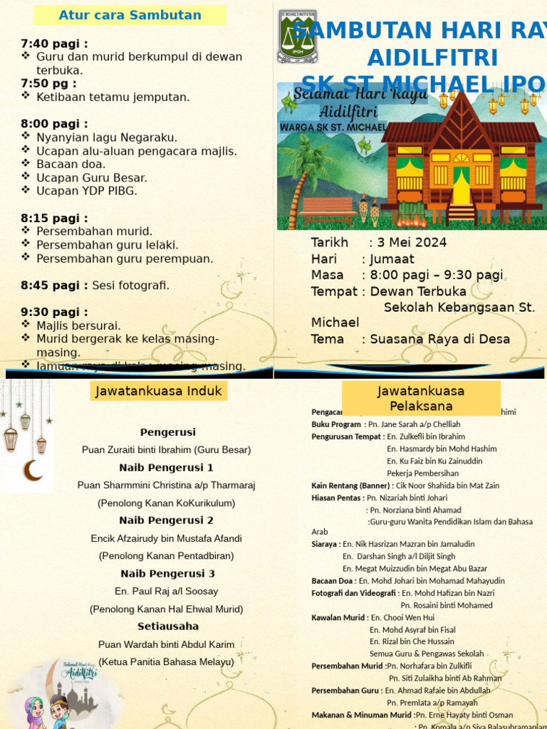 Buku Program Hari Raya 2024 Peringkat Sekolah | PDF
