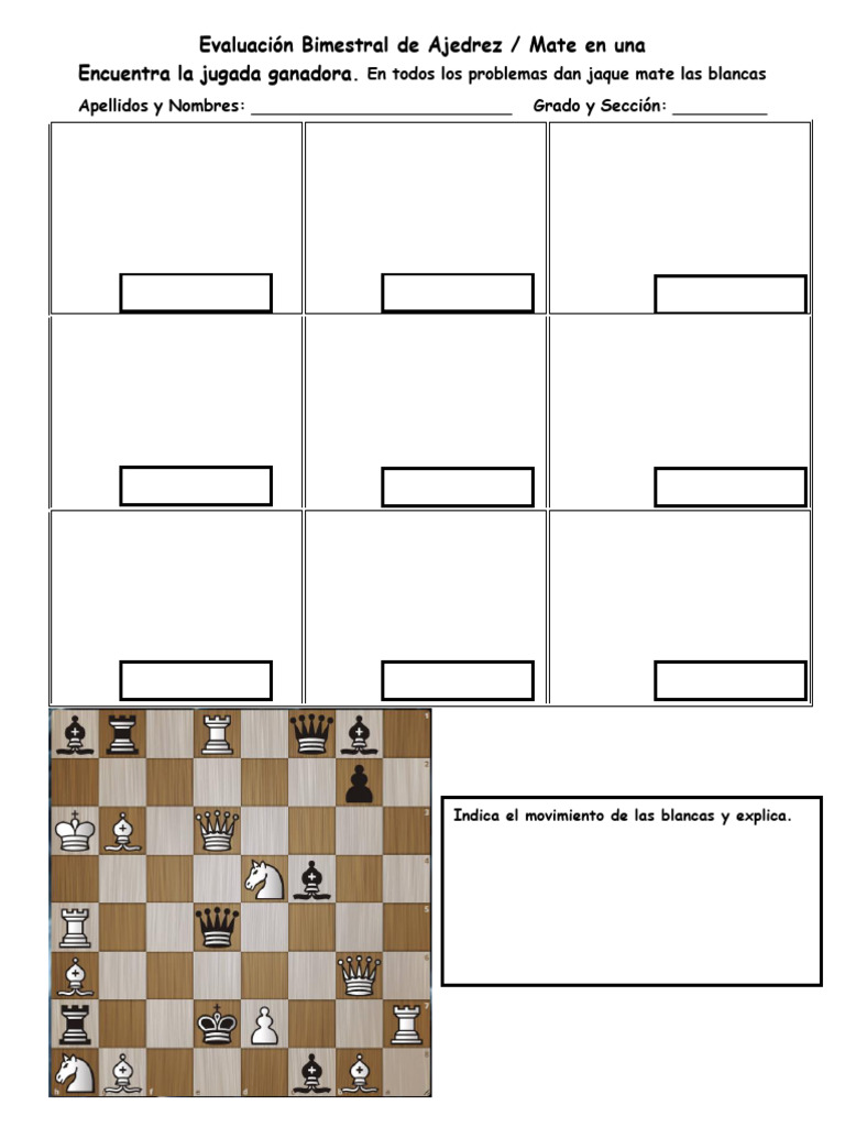 Problemas de Jaque Mate en Ajedrez | PDF | Teoría del ajedrez | Juegos ...