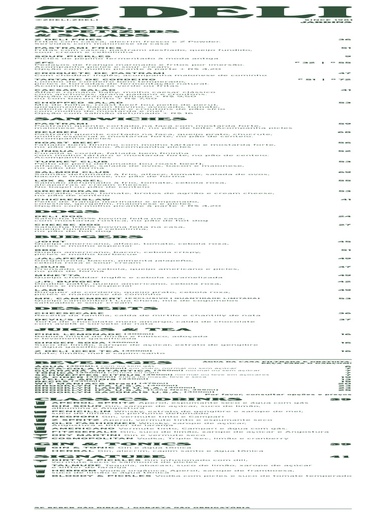 Cardapio Digital Z Deli Comida | PDF