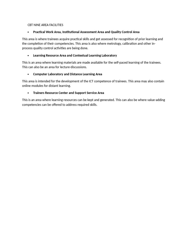 CBT Facility: Nine Learning Areas | PDF | Learning | Educational Technology