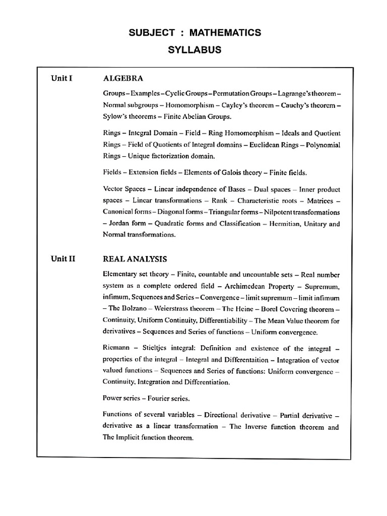 New Pg Trb Maths Syllabus Pdf