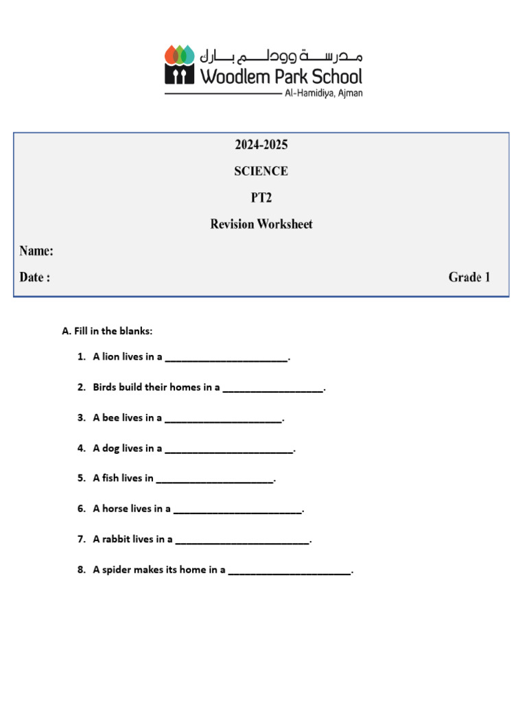 PT2 Science Revision Worksheet | PDF