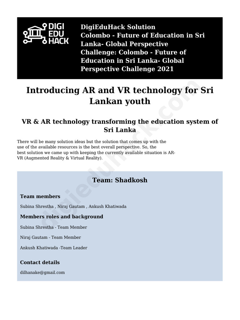 AR-VR Revolutionizing Sri Lankan Education | PDF | Virtual Reality ...