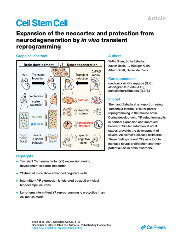 Expansion of The NC by in Vivo Transient Reprogramming | PDF | Cell ...