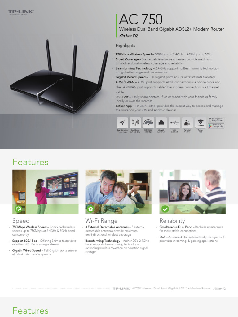 AC750 Wireless Dual Band Modem Router | PDF | Wi Fi | Computer Network