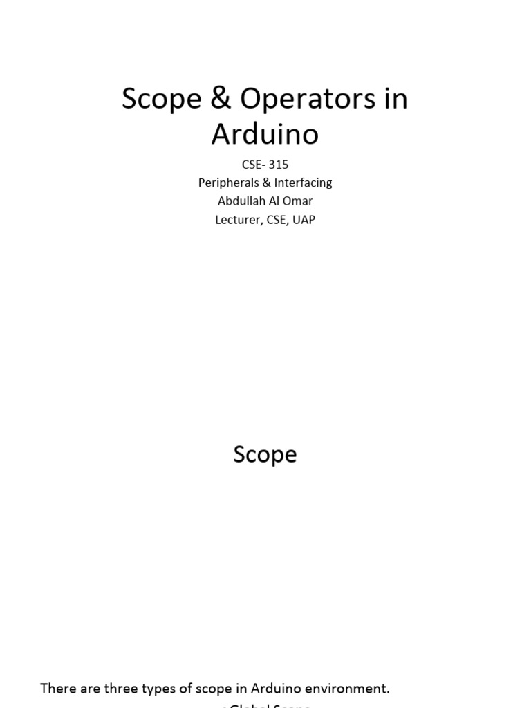 3scope & Operators in Arduino | PDF | Computers