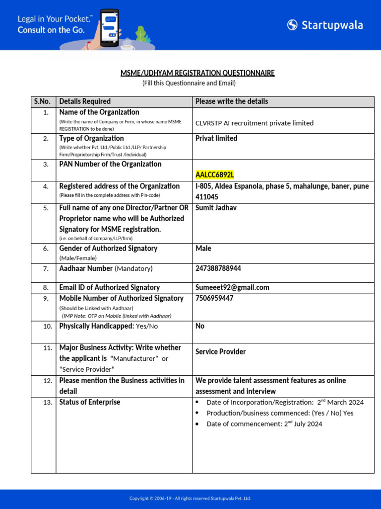 A) MSME Questionnaire (1) | PDF | Business | Business Economics