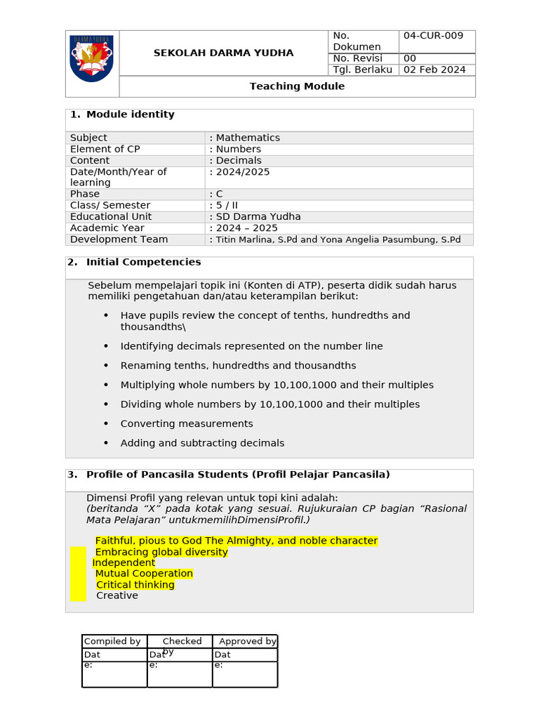 Modul AjarEnglish Version math PDF Educational Assessment Percentage