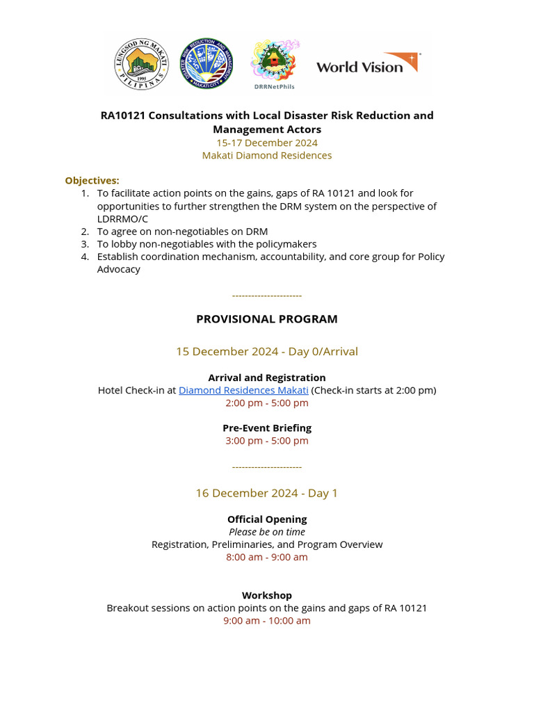 RA10121 Disaster Risk Management Consultations | PDF | Business