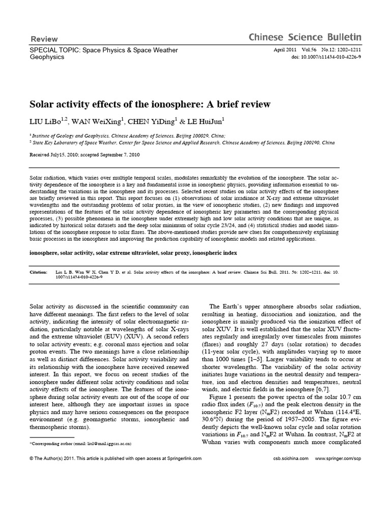 Solar Activity's Impact on Ionosphere | PDF | Ionosphere | Solar Flare