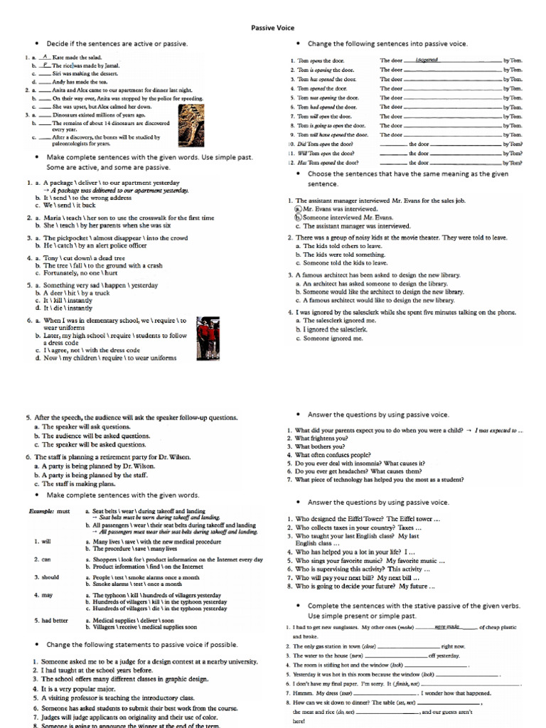Passive Voice Exercises | PDF | Language Arts & Discipline