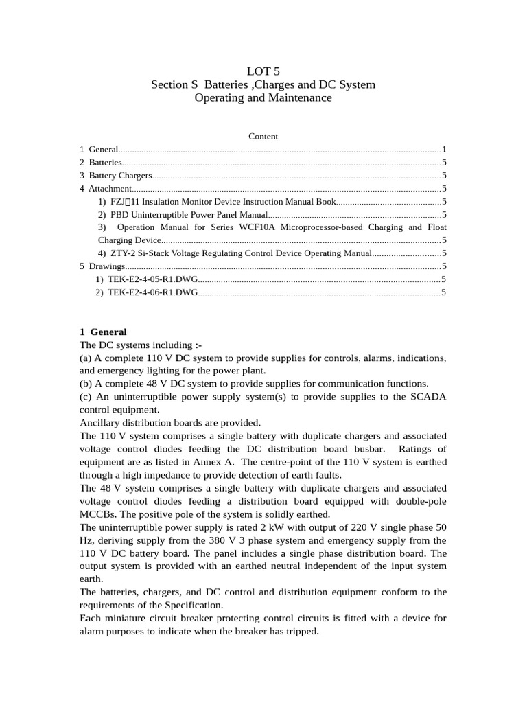 Batteries, Chargers and DC System OM Manuals | PDF | Battery Charger ...