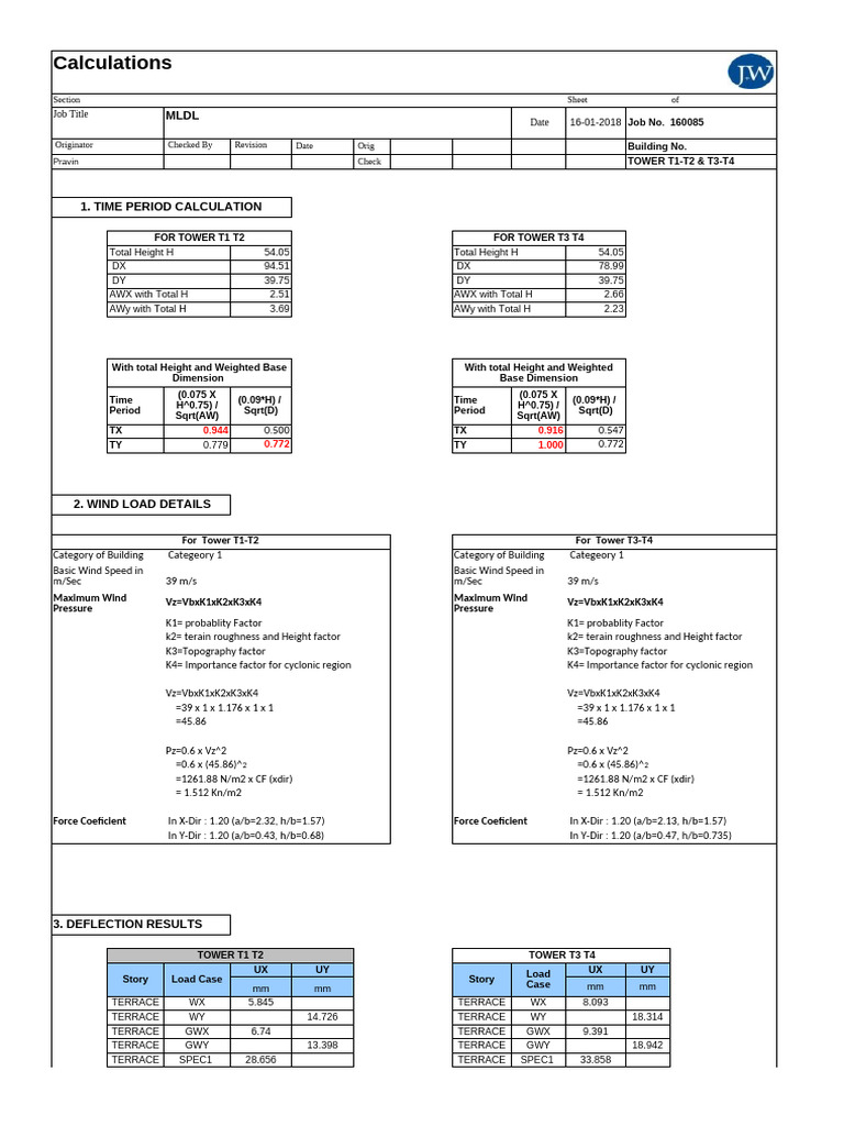 Structural Analysis for Towers T1-T4 | PDF | Meteorology ...
