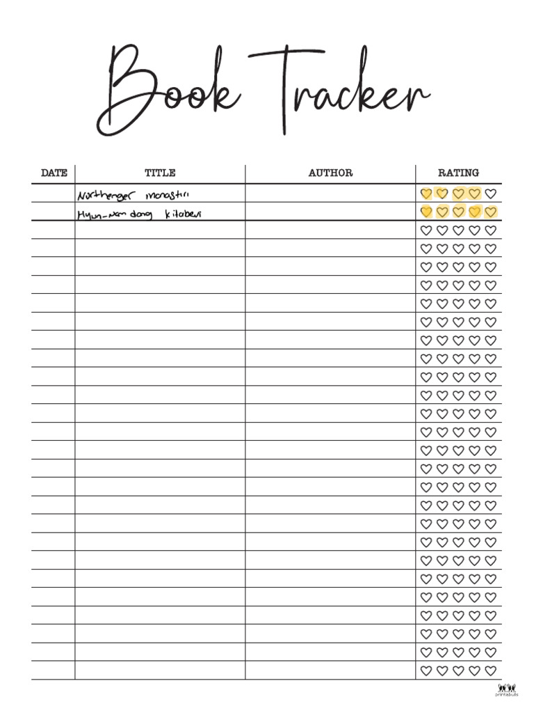Printable Book Tracker 2 - 240419 - 190717 | PDF
