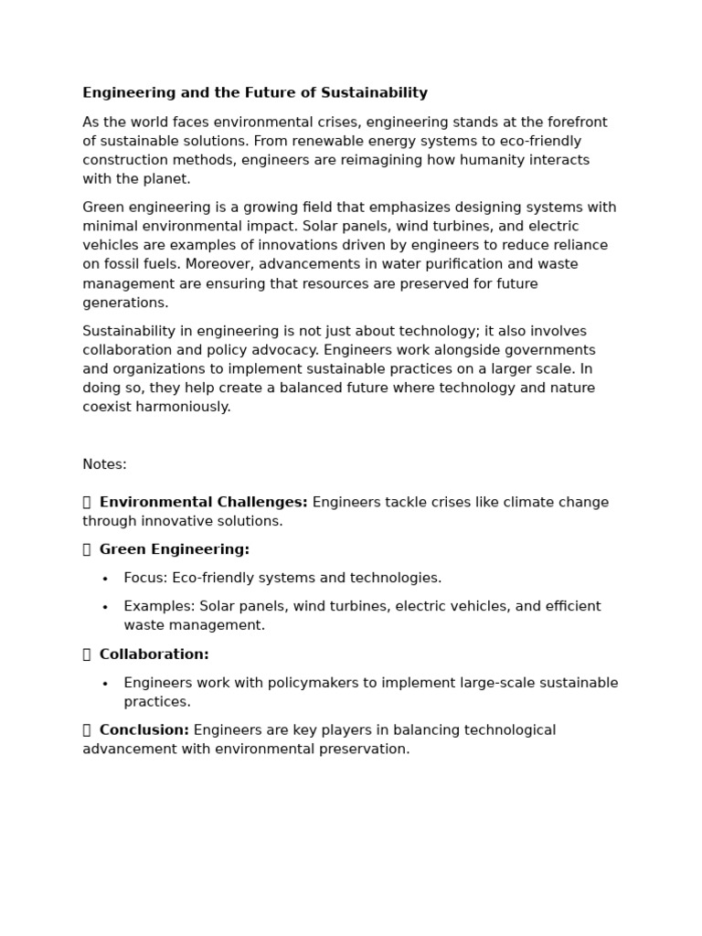 Engineering and The Future of Sustainability | PDF