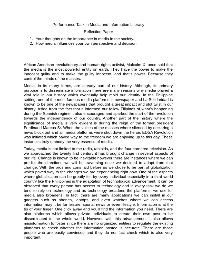 Impact of Media on Society and Self | PDF | Human Communication