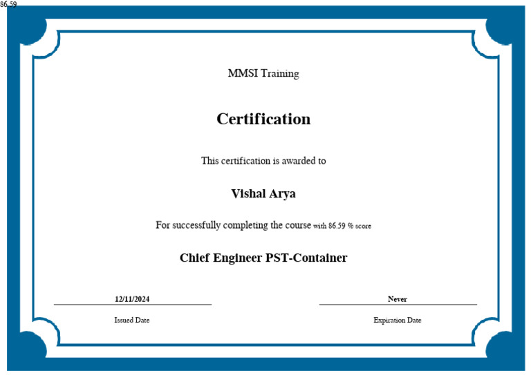 MMSI Training Certification Award | PDF