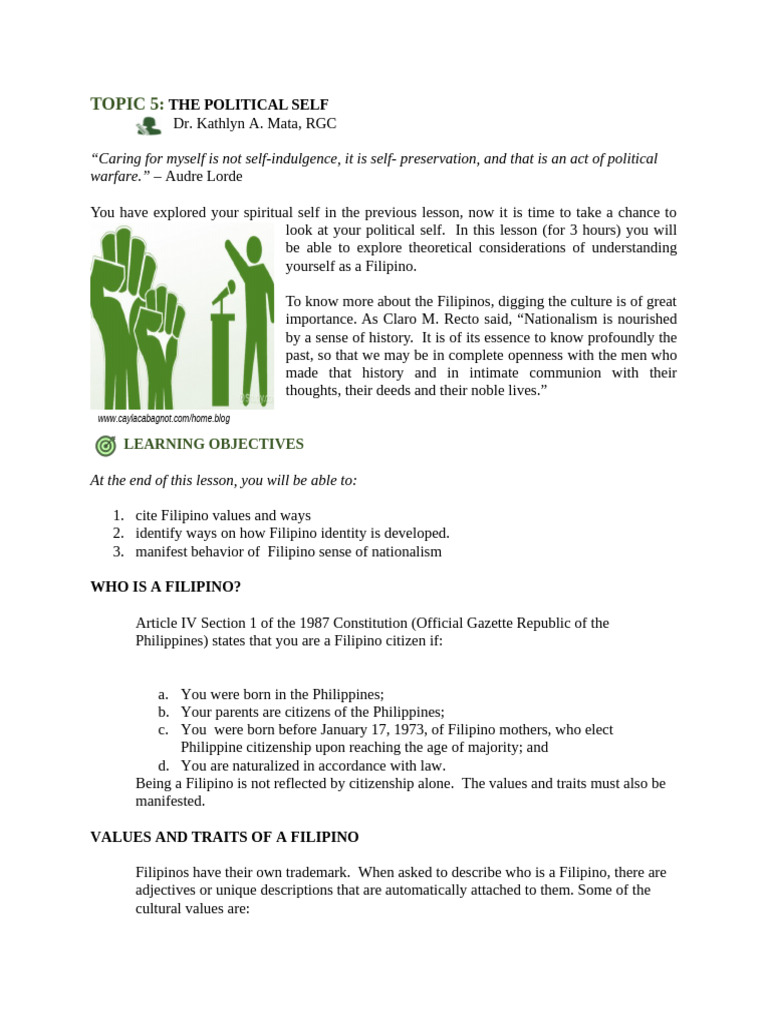 Understanding the Filipino Political Self | PDF | Self | Social Psychology