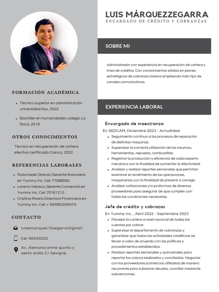 CV. Luis Enrique Marquez Zegarra ACT. | PDF | Economias