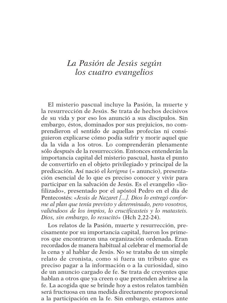 La Pasión de Jesús Según Los Cuatro Evagelios | PDF