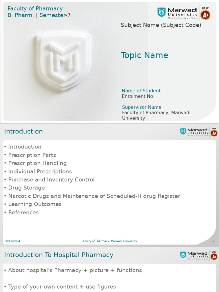 Hospital Pharmacy Practice Overview | PDF | Medical Specialties ...