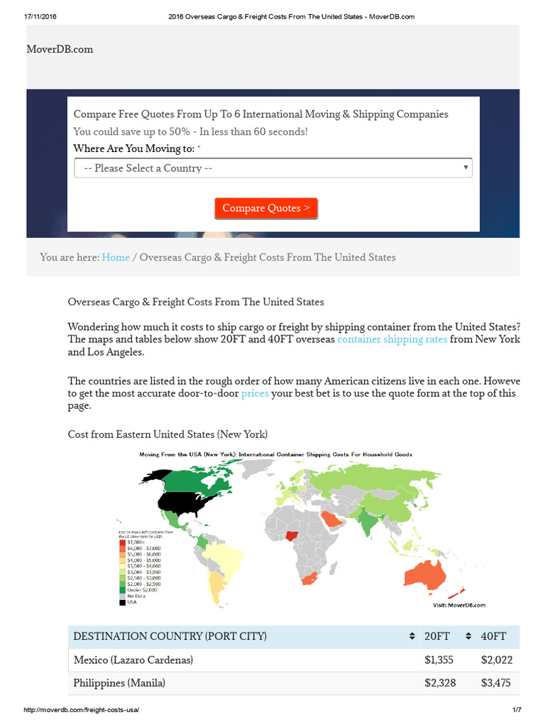 2016 U.S. Overseas Freight Costs | PDF | Cargo | Port
