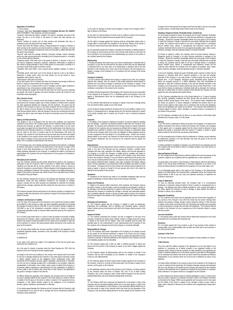 ACF Standard Terms and Conditions | PDF | Legal Liability | Indemnity