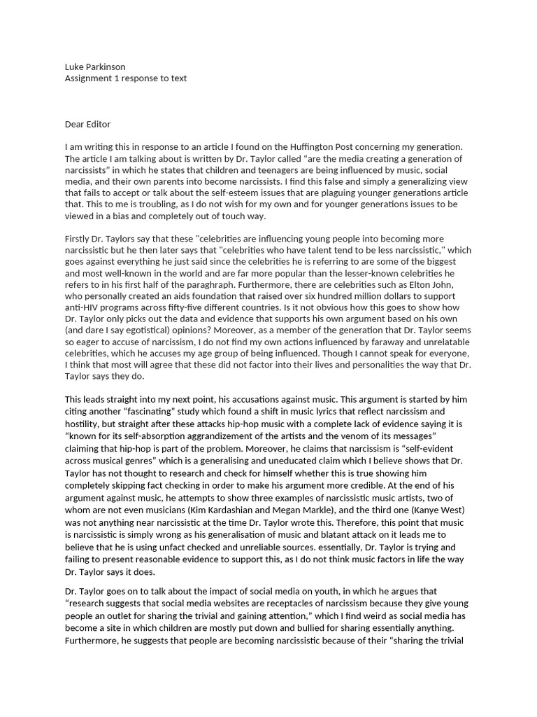 Response to text pdf self esteem narcissism