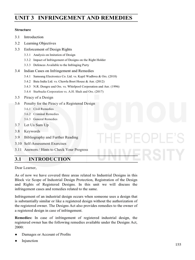 Infringement of Design Rights & Remedies | PDF | Copyright Infringement ...