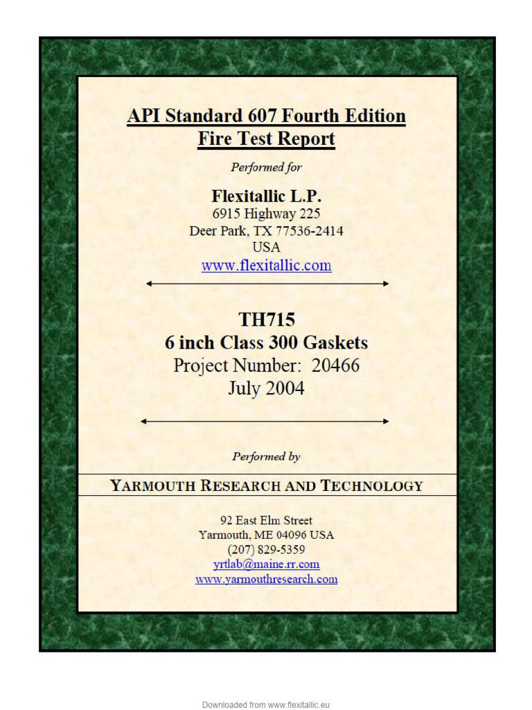 API 607 Fire-Safe Approval Thermiculite 715 | PDF | Finance & Money ...