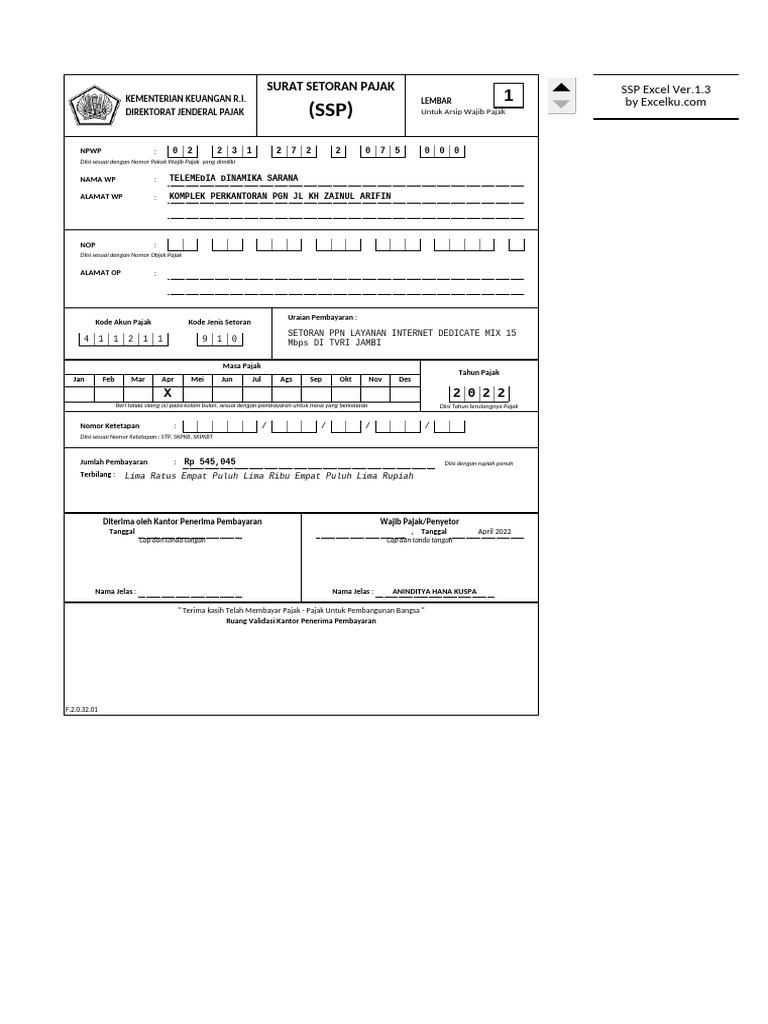 Format SSP Excel Otomatis dan Manual | PDF
