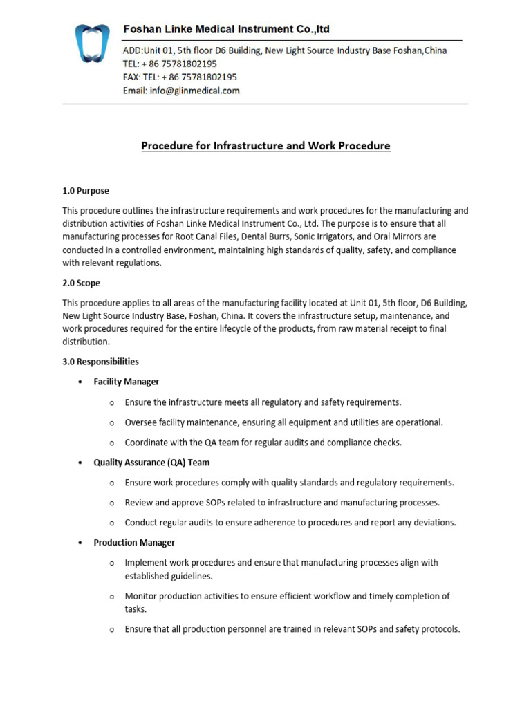 Procedure For Infrastructure and Working 9.2 Version 1 | PDF | Quality  Assurance | Regulatory Compliance