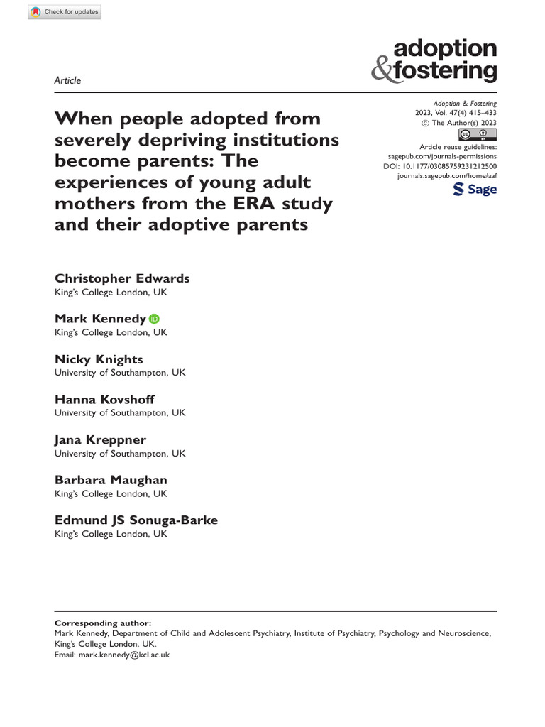 Edwards Et Al 2023 When People Adopted From Severely Depriving ...