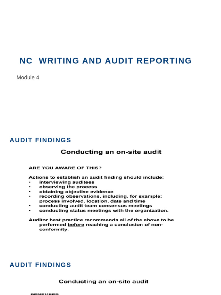 Audit Findings and Non-Conformity Guide | PDF | Audit | Quality ...
