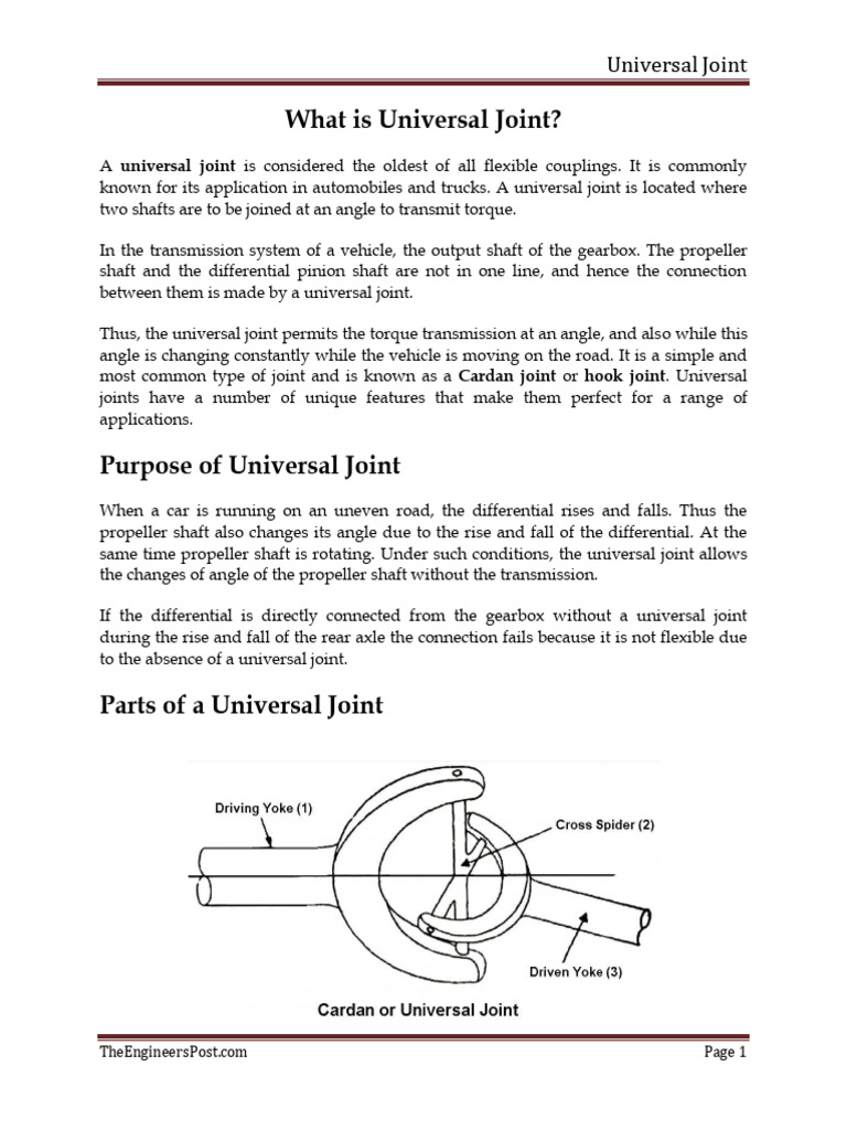 Overview of Universal Joints in Vehicles | PDF | Axle | Mechanical ...