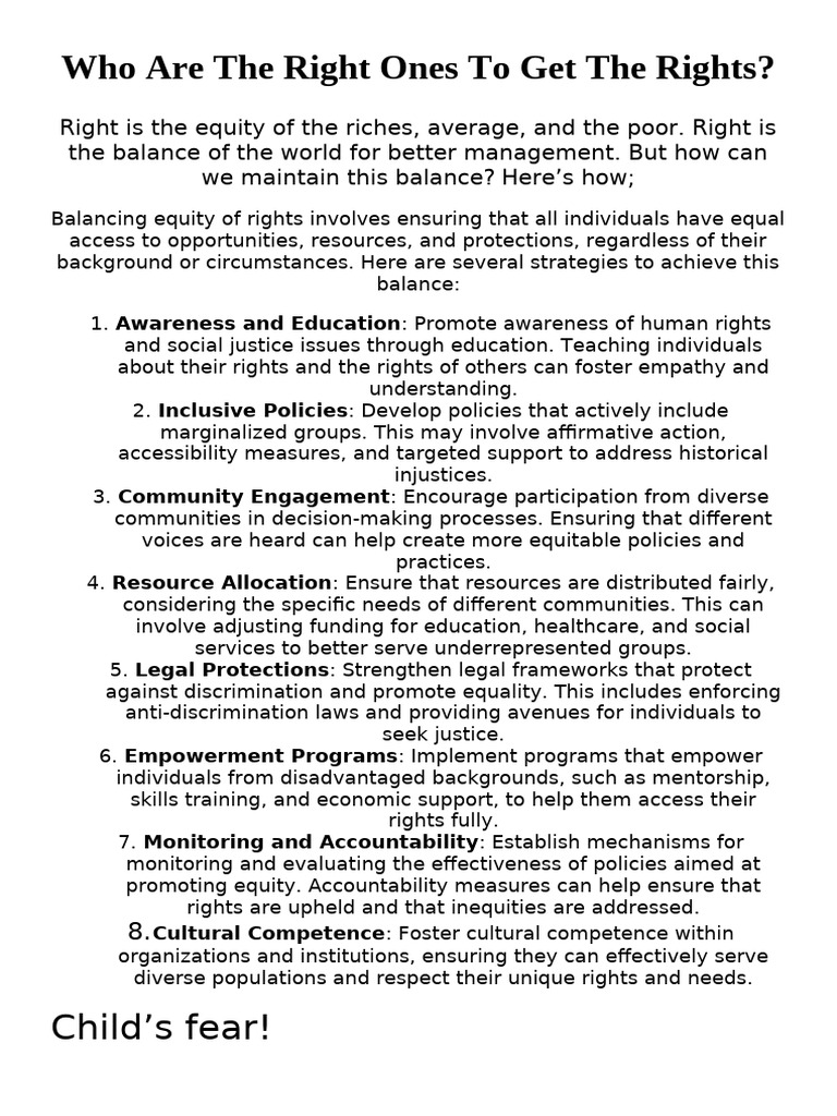 Strategies for Balancing Rights Equity | PDF | Empowerment | Policy