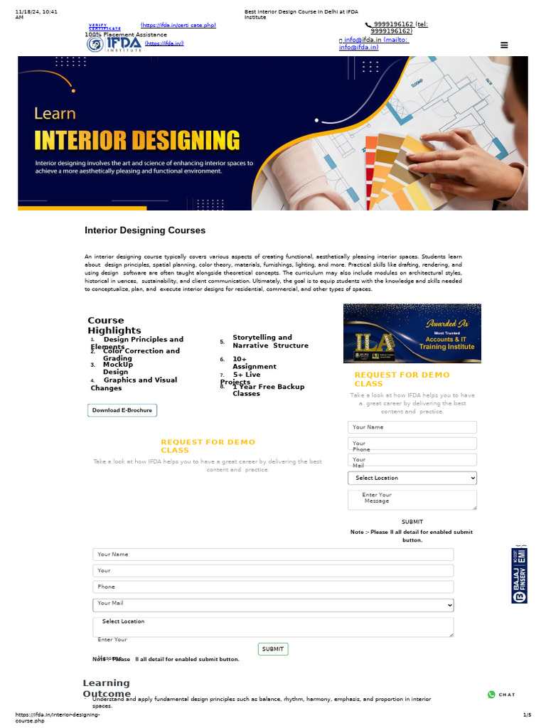 Best Interior Design Course in Delhi at IFDA Institute | PDF | Interior ...