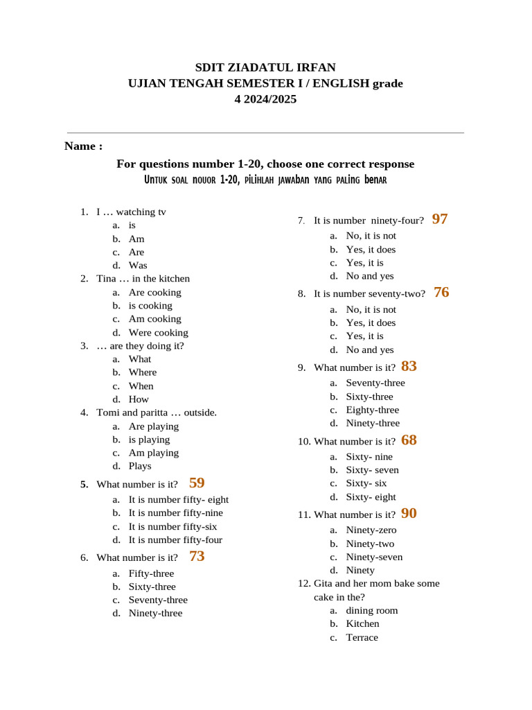 Uts Grade 4 | PDF | Room | Home