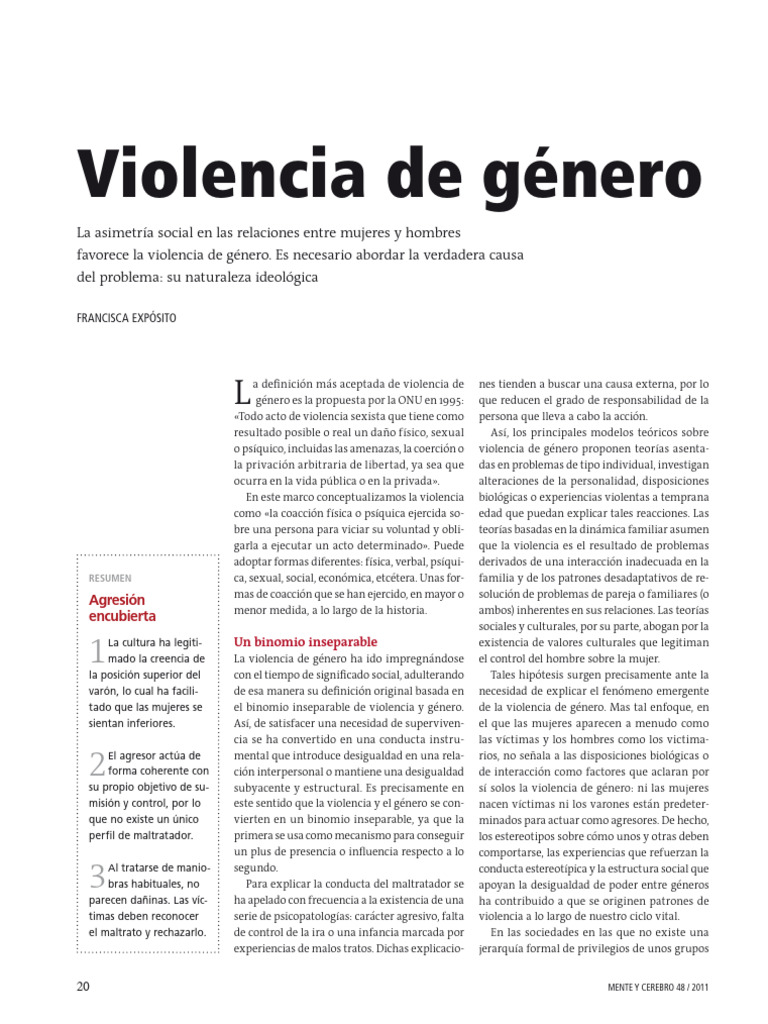 Violencia de género: causas y consecuencias | PDF | La violencia contra ...