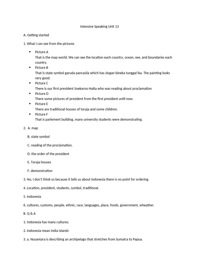 Intensive Speaking Unit 13 | PDF | Indonesia