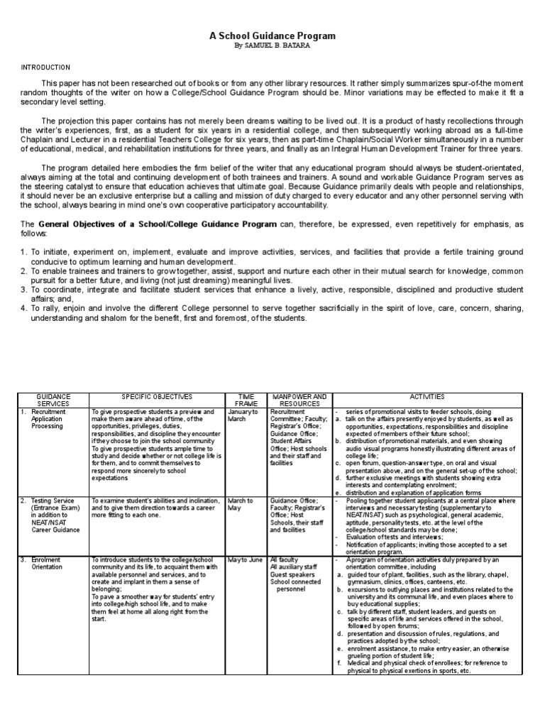 School Guidance Program Overview | PDF | School Counselor | Student Affairs