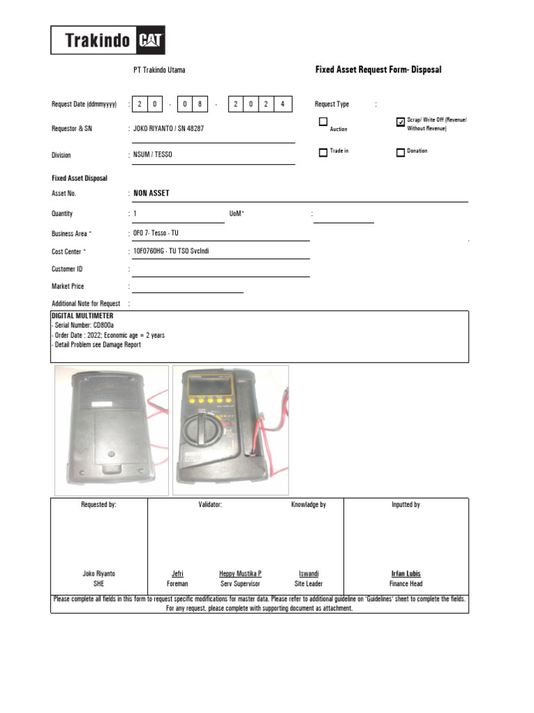 Fixed Asset Disposal Request Form | PDF