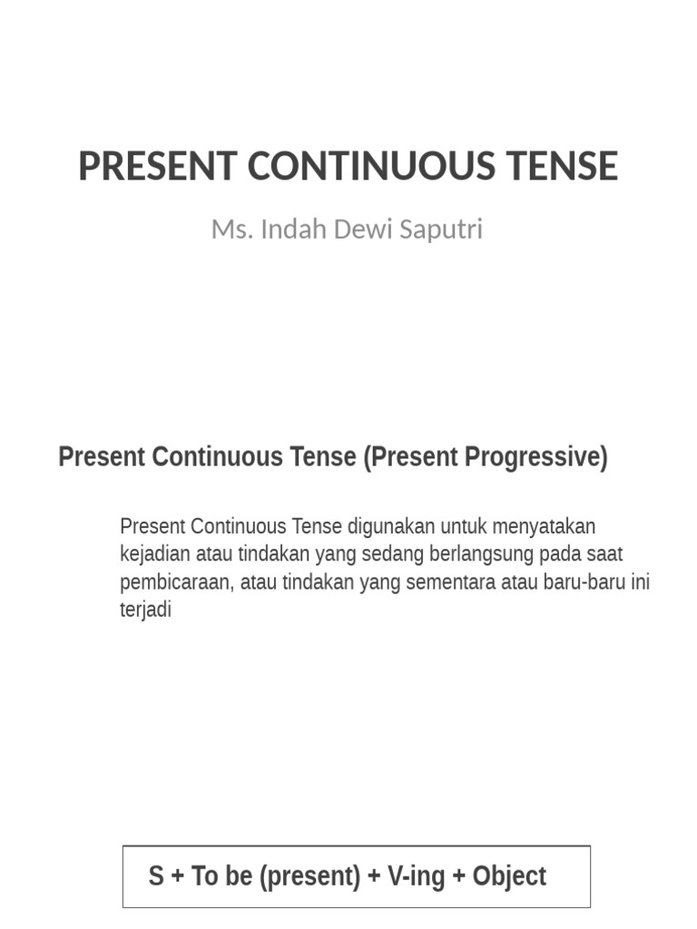 Lesson 2 (2) Present Continuous Tense | PDF