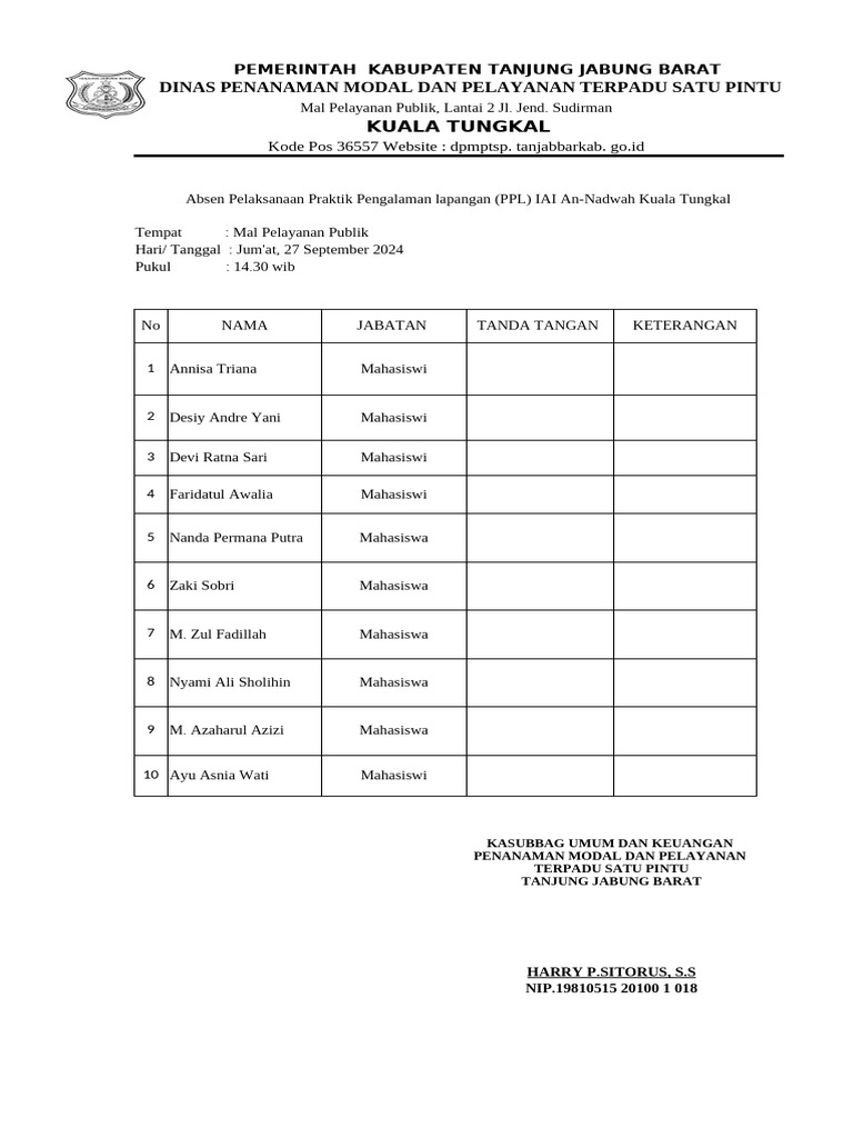 Absen PPL Stai 2023 | PDF