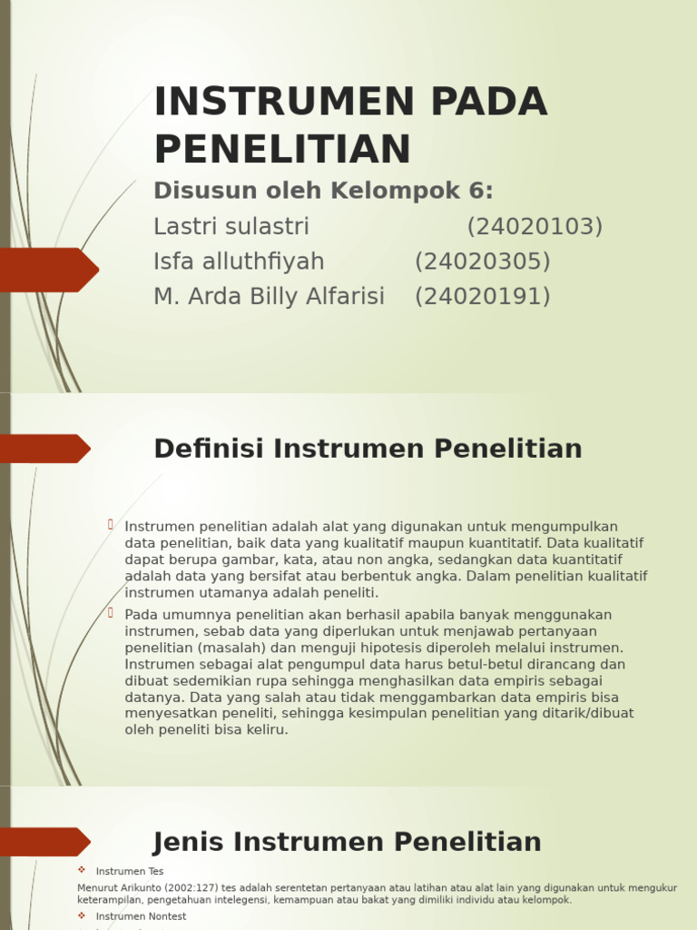 Instrumen Penelitian: Jenis dan Validitas | PDF