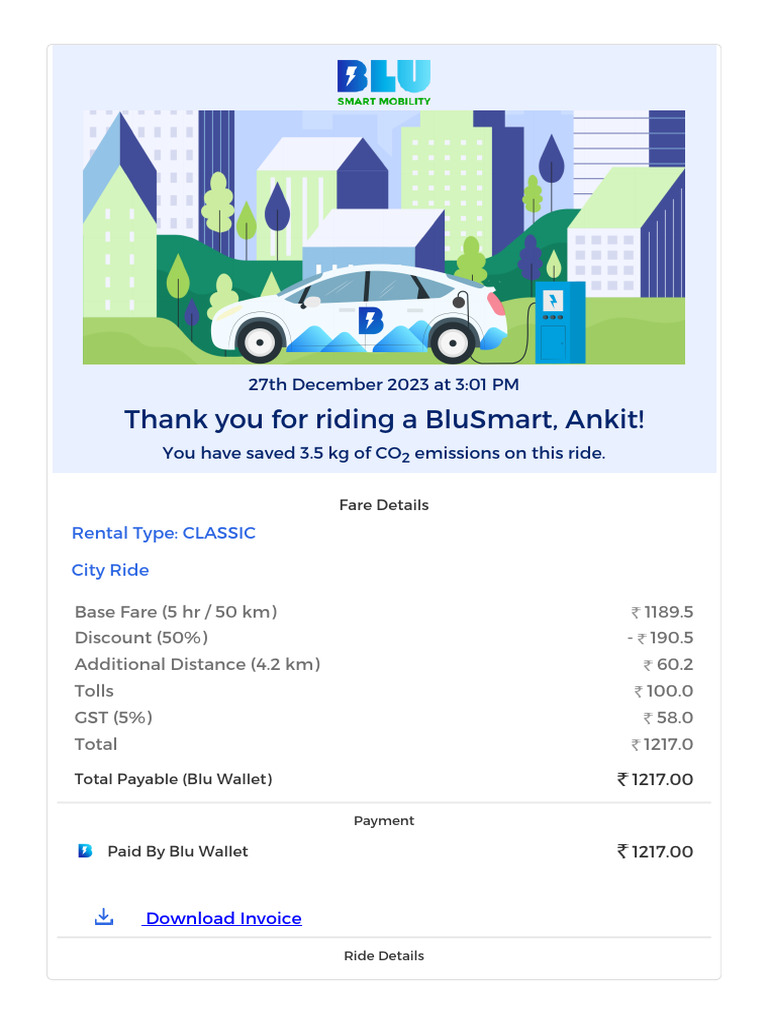 BluSmart Receipt Ride - 16697182 - 27 Dec 2023 | PDF